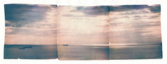 Polaroid emulsion lift triptychs