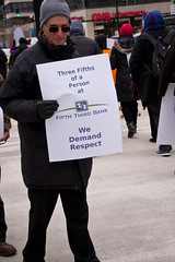 Protest Against Fifth Third Bank for Using Jail Like Entrance at Its Branch Locations on the south Side of Chicago 2-21-18