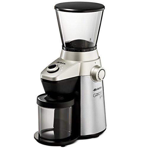 Ariete -Delonghi Electric Coffee Grinder – Professional Heavy Duty Stainless Steel, Conical Burr – Ultra Fine Grind, Adjustable Cup Size, 15 Fine – Coarse Grind Size Settings