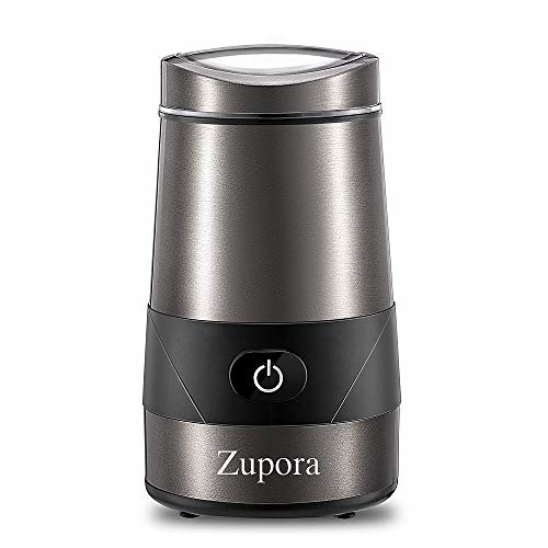 Electric Coffee Grinder, Zupora Spice and Coffee Grinder with Stainless Steel Blades and Cleaning Brush (200W), Silver