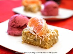 Sound & Savor - Semolina Cake with Blood Orange and Cranberry Ice Cream