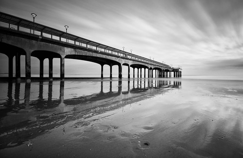 bw white black wet clouds silver reflections pier sand nikon soft long exposure tide low sigma lee pro fx streaked 1020mm boscombe nd110 06nd d300s