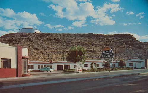 vintage postcard motel wyoming rawlins sunsetautocourt