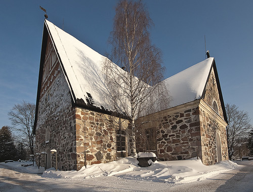 winter snow church espoo finland cathedral superwide
