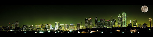 city panorama green skyline night skyscraper buildings dallas glow panoramic downtowndallas metroplex reuniontowner top20texas