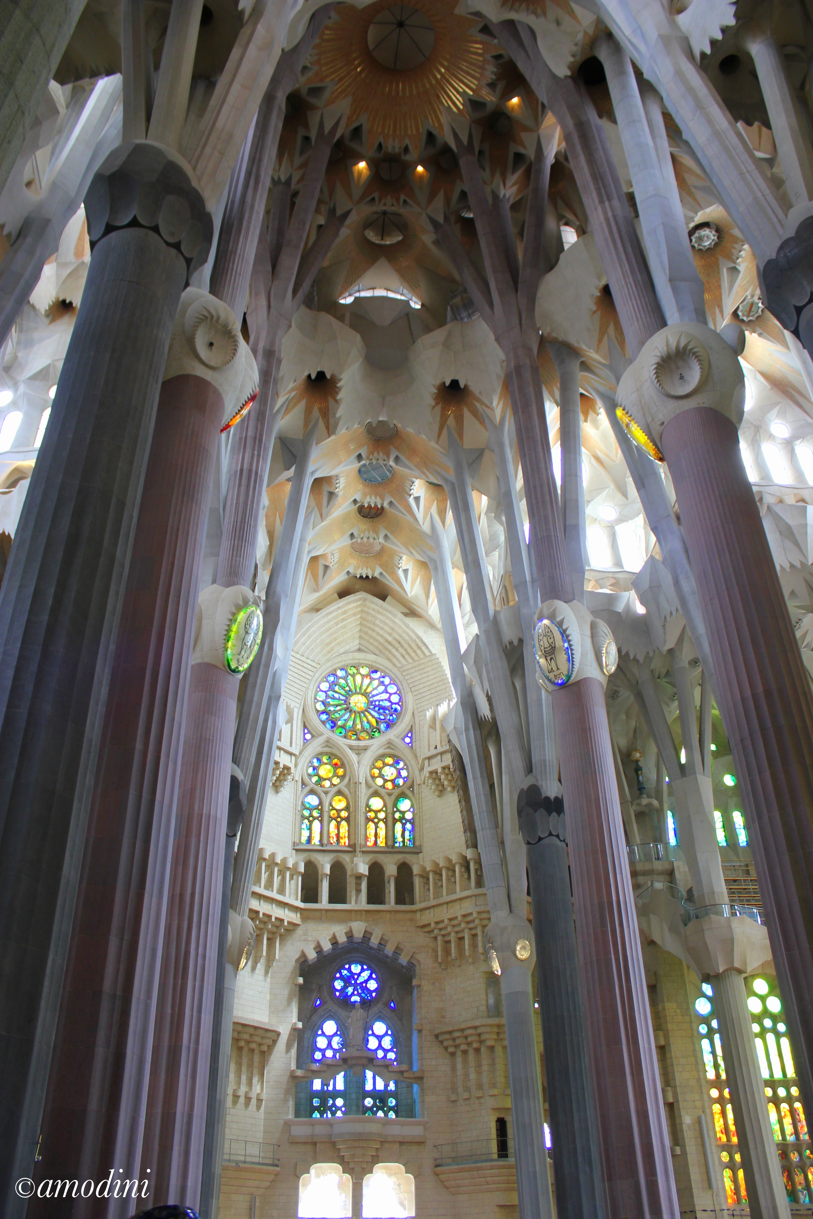 Interior of Sagrada Familia, Barcelona, Spain