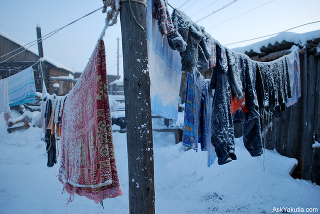 Drying clothes in Oymyakon.