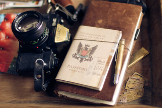 Traveler's Notebook Large and Passport Size + new brass accessories (oxidized)