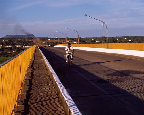 bridge brazil yellow zeiss landscape cyclist sunny places contax tocantins portonacional flickrcollections