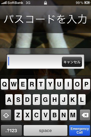 iPhone英数字入力版のログイン画面