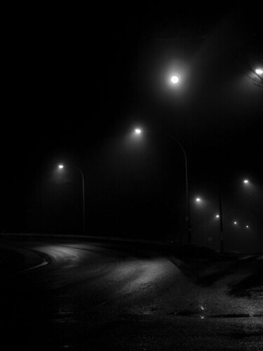 road street city blackandwhite white ontario canada black monochrome night landscape lights town scenery scene grayscale dryden