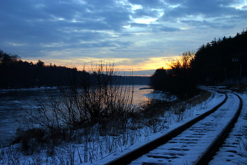 blue winter cold water train sunrise frozen massachusetts january tracks merrimackriver tyngsboro