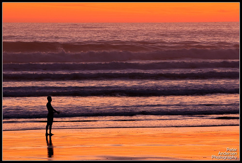 travel sunset orange beach water landscape waves surfer vancouverisland tofino boarder peterandersen ©peterandersen
