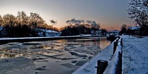 winter sunset snow france reims coucherdesoleil marne rheims frozencanal