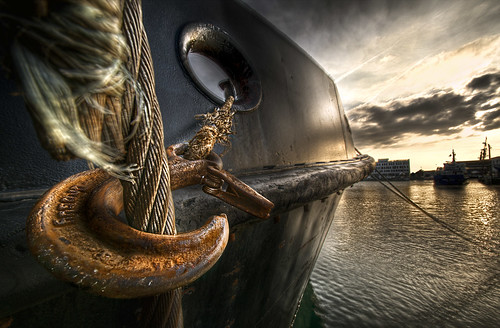 sunset sea port boat nikon crochet cable brest hdr d300