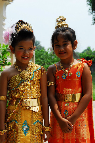 girls boys children temple costume traditional praying visit thai