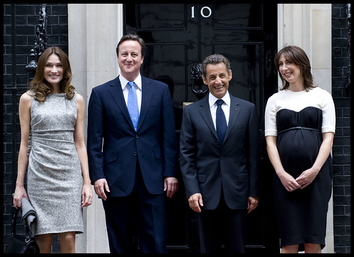 Prime Minister David Cameron and his wife Samantha with The French President Nicolas Sarkozy and his wife Carla Bruni-Sarkozy