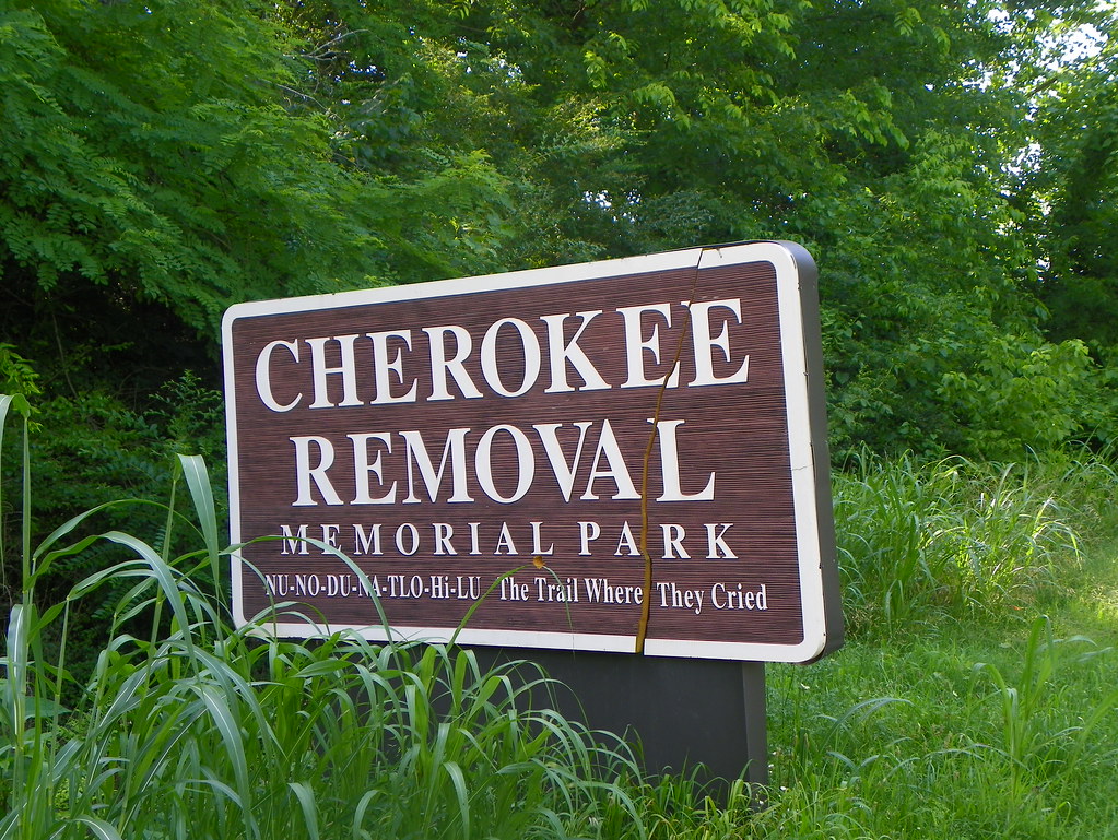 Cherokee Removal Memorial Park Sign