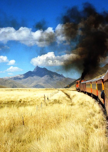 mountain peru train smoke railway andes plain