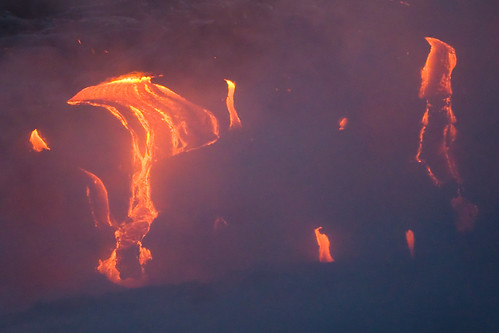 ocean usa america dawn volcano hawaii lava steam entry kilauea