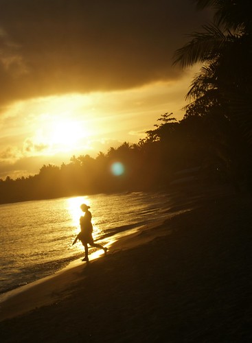 sunset beach silhouette fiji sand waves pacharbour