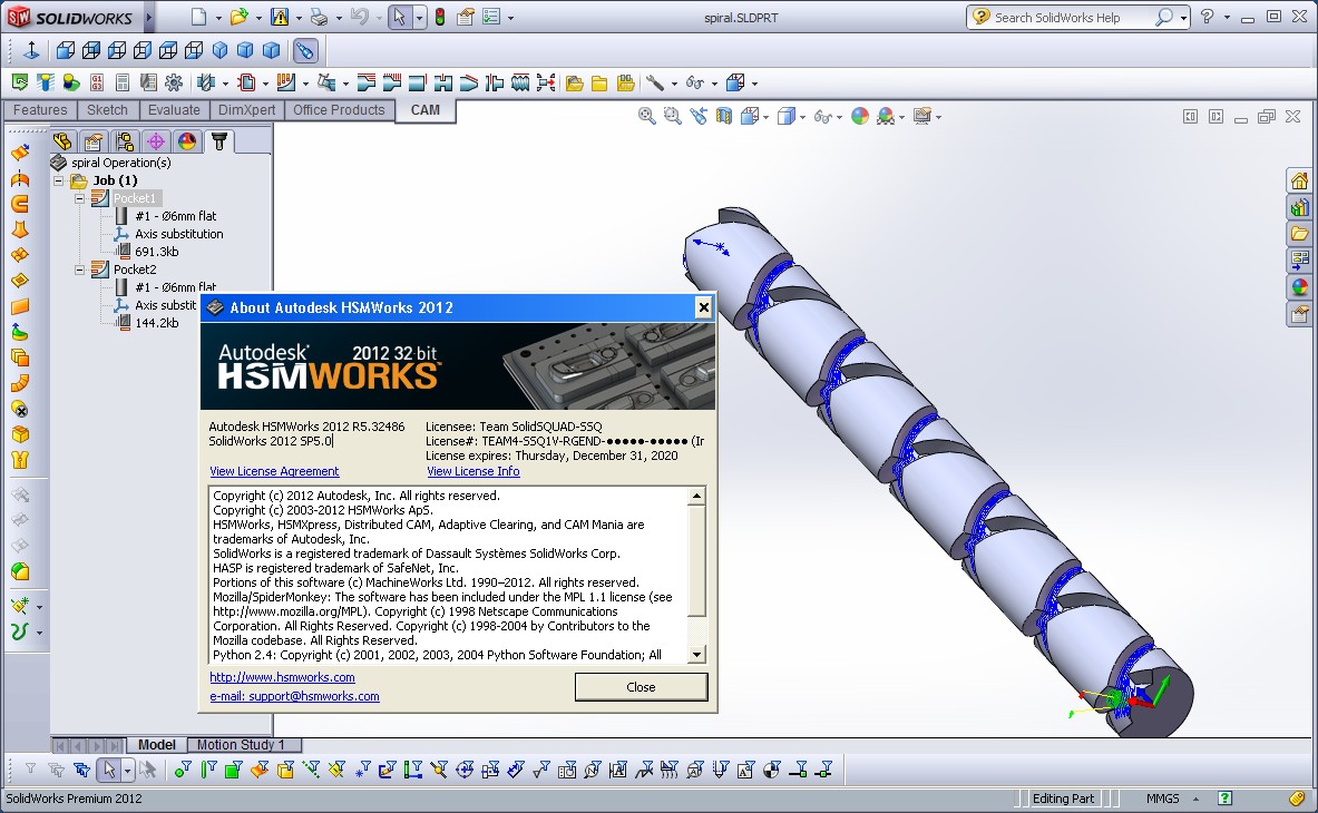 Programing with HSMWorks 2012 R5.32486 for SolidWorks 2010-2012 x86+x64