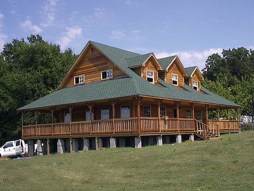 two story ranch cabin options shown: full wrap around