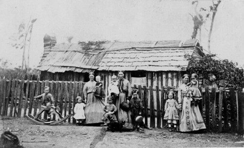 roof fence children women mothers queensland rockinghorse 1870s statelibraryofqueensland 1872 mothersandchildren gympie barkhouse slq