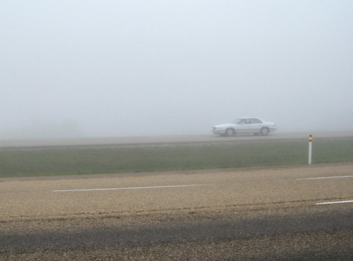 morning white canada color colour fog grey highway pavement ab alberta prairie 2010 highway16 vermilionriver canadagood thisdecade