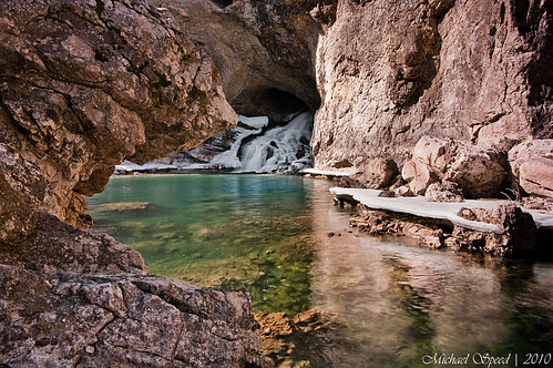 water reflections rocks canyon waterfalls cave polarized nothdr montanalandscape pentaxk20d naturalbridgefalls smcpentax1645mmf4 photographingmontana photographingmontanawaterfalls southofbigtimber