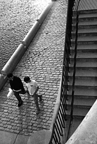 street light people composition river walking canal stair geometry streetphotography pedestrian stairway providence kodakbw400cn yashicaelectro35gsn coloryashinondx45mmf17