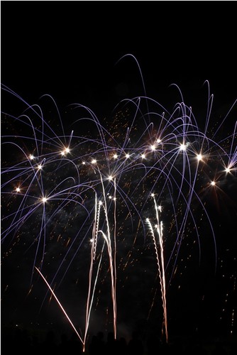 Epic Fireworks - Chris' display - blue stars streaking in the sky