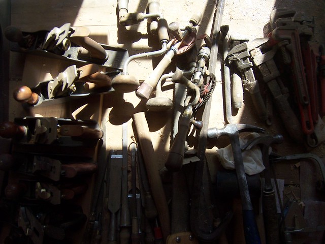 old tools in the sunlight