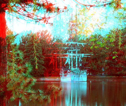tree water stereoscopic stereophoto 3d ship anaglyph iowa anaglyphs hmsbounty redcyan 3dimages 3dimage 3dphoto 3dphotos 3dpictures stereopicture 3dpicture idagrove