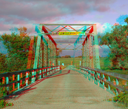 bridge trees water clouds river stereoscopic stereophoto 3d anaglyph iowa correctionville redcyan 3dimages 3dphotos 3dpictures stereopicture