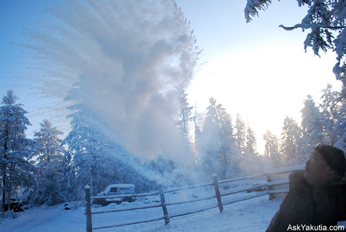 Spraying hot water. Tomtor. -50C. #1