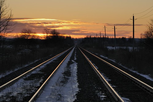 railroad winter sunset ontario canada tracks railway brampton 2010 d300 edk7