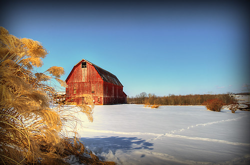 winter ohio red snow barn rural landscape geotagged golden nikon raw nef rustic hdr tonemapped photomatixpro d3s starkcountyohio nikkor1424f28 nikongp1 pse8