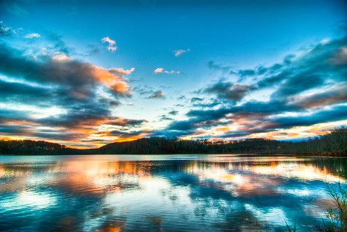 sunset lake color reflection nikon d200 photomatix