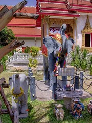 Statues of elephants in Wat Chalong