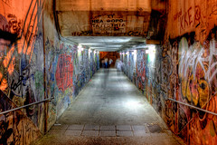 Passage, graffiti and people