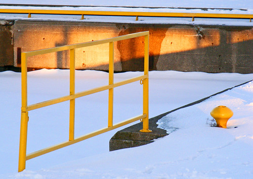 winter sunset snow ontario canada ice yellow docks harbor dock sundown harbour midland snowcovered barricades icecovered midlandharbour