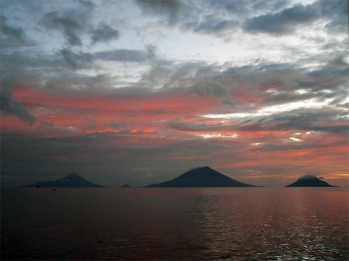 sunset indonesia view chain volcanoes ternate halmahera hiri northmaluku tidore jailolo