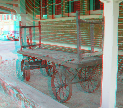 railroad station stereoscopic stereophoto 3d antique anaglyph iowa cherokee cart redcyan 3dimages 3dphotos 3dpictures stereopicture