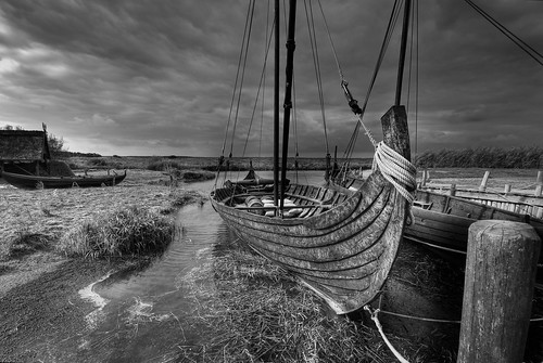 bw rain clouds denmark boat ship viking danmark hdr moored ringkøbingfjord borkhavn borkvikingehavn ringkøbingskjernmuseum