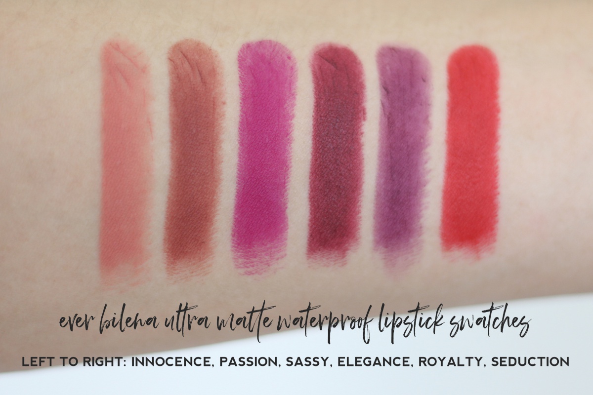 Ever Bilena Ultra Matte Water Proof Lipstick Review and Swatches