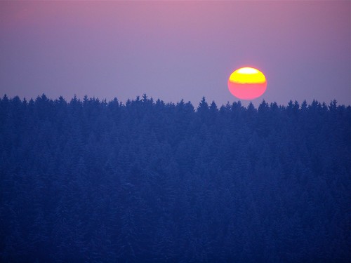 sunset germany landscape evening europe forrest blueorange twocolors timeofday hochtaunus monostat