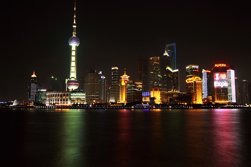 city light beautiful night view shanghai riverside