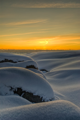 winter sea snow dawn hdr arendal