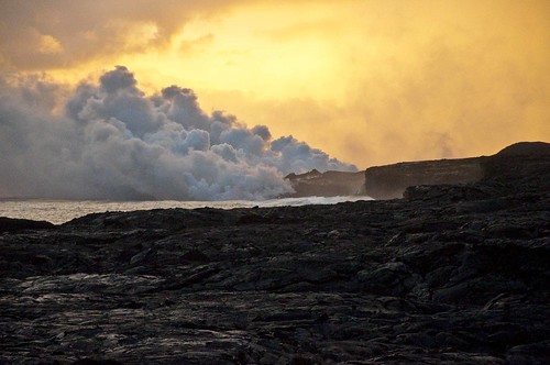 sunset sea usa landscape fire kalapana volcano hawaii lava nikon pacific smoke steam bigisland pele d90 hulunanaiahupuaa jamesfairburn